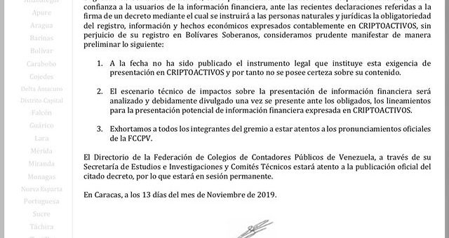 Comunicado Oficial: Criptoactivos en Venezuela