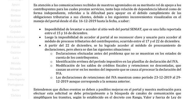 Inconvenientes presentados por el portal fiscal SENIAT en las últimas semanas